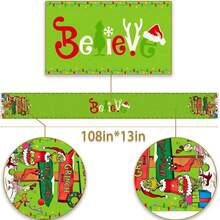 The Grinch Christmas Table Runner, Green-Haired Monster, Snowman, Linen Table Runner, Tablecloth, Christmas Party Atmosphere Decoration, Perfect Party Decoration, Family Decoration Accessories - Multicolor - View 6