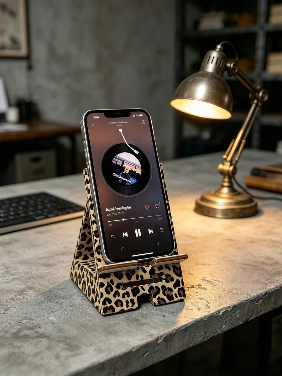 1pc Leopard Print Phone Stand, Leopard Print Dual Height Adjustable Phone Holder, Foldable Desktop Phone Stand, Convenient Phone Charging Accessory, Suitable For Office, Study, Travel, Leisure, Portable, With Dual Height Adjustment - Multiple Styles - View 1