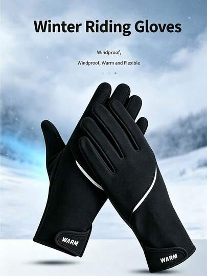 1 Pair Autumn/Winter Outdoor Waterproof Warm Gloves, Unisex, High-Density Water-Repellent Fabric, Windproof And Cold-Resistant, Touchscreen Compatible With Phone, Cycling, Driving, Hiking, Skiing, Anti-Slip And Wear-Resistant, Winter Cycling Motorcycle Commuting Outdoor Sports, Thermal Lined Protective Gloves, Dry And Water-Resistant In Rain And Snow, Comfortable And Snug Fit Around Wrist
