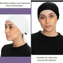 Awegeo 2Pcs Breathable Middle Eastern-Style Women's Turban Undercaps For Daily Headscarf Use - Multicolor - View 5