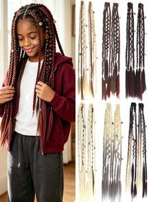 2pcs Handmade Bohemian Style 20 Inch Clip-In Hair Extensions, Bohemian Braided Hair With Daily Wear Beads And Exquisite Accessories, Synthetic Fiber - Multicolor - View 1