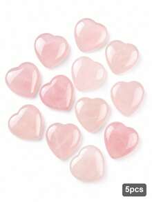 5/10/20/30 Pack 20mm Natural Crystal Heart Stones Healing Gemstone Palm Stone For Women Home Decor DIY Jewelry Making Reiki Gifts - Pink - View 8