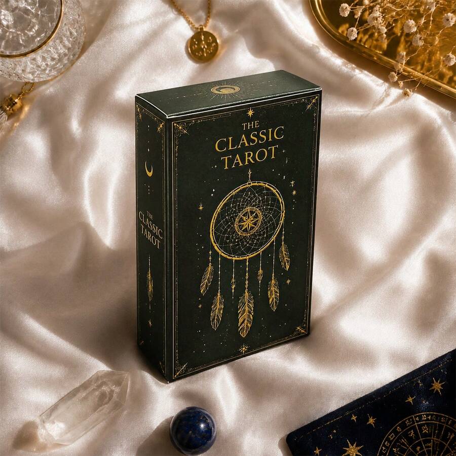 A Beginner's Guide To 78 Classic Tarot Cards, Portable Divination Game, Halloween And Thanksgiving Gifts, Game Gifts,With Paper Manual - Black - View 1
