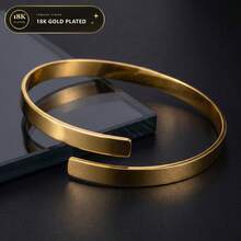 18K Gold Twisted Rope Open Adjustable Bracelet, Minimalist Style Unisex, Jewelry Gift - Gold 2 - View 3