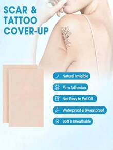 10pcs Tattoo Cover Up Patches, Invisible Tattoo/Scar/Concealer Stickers, Waterproof, Sweater-, Natural Skin Tone Scar Covering Tape - Multicolor - View 2