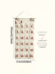 Customized Text Christmas Advent Calendar - 24-Slot Countdown Reusable Hanging Pockets, Perfect Holiday Gift And Decoration - Multicolor - View 4