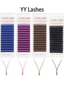 XIUSUZAKI 12 hàng lông mi giả YY 0.07mm nhiều màu hỗn hợp nâu, tím, xanh dương và nhiều màu khác, lông mi 8-15mm tự nhiên dạng cụm làm sẵn, phù hợp cho cosplay và nối mi - D - Xem 11