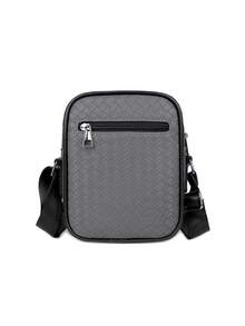 Men's Shoulder Bag, Crossbody Bag, Casual , Large Capacity, Square Texture Small Bag - Grey - View 7