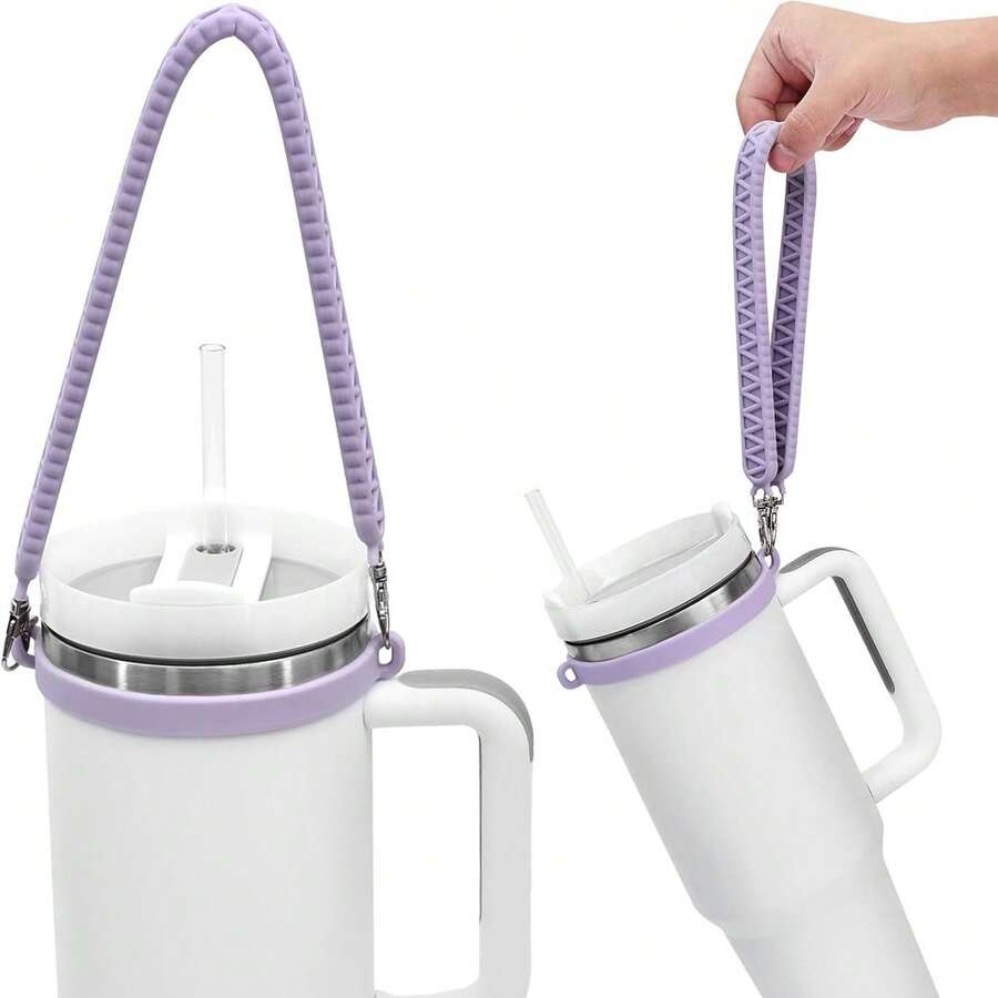 1pc Water Bottle Rope Insulated Cup Hanging Strap Coffee Cup Carrying Handle Portable Elastic Silicone Milk Tea Cup Carrying Strap For Outdoor - Multicolor - View 1