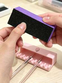 Light-Shielding Nail Art Pen Holder,Strawberry Decor 8-Grid Nail Brush Holder,Comes With Nail File,Manicure Tool Organizer,Anti‑Light Nail Brush Rest Organizer,Manicure Tool Rack For Nail Tech,For Salon & Home Use - Multicolor - View 3
