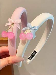 1pc Women's Cute Cherry & Mini Bow Decorated Headband, Sweet & Lovely High-Top Hair Accessory, Suitable For Girls' Daily Wear - Multicolor - View 4