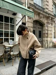 Women's Versatile Pocket Button Long Sleeve Coat For Daily Wear - Brown - View 3