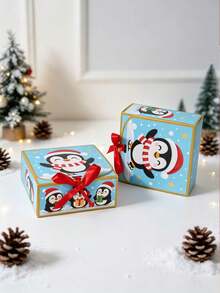 5 Buah/Kotak Kado Natal Penguin Lucu 4,53"*4,53"*2,36" Kotak Kado Kertas Lipat untuk Pesta Natal, Permen, Kue, dan Kemasan Suvenir Liburan - View 9