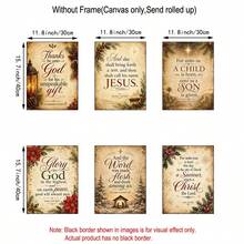 1/6pcs Christmas Religious Canvas Wall Art Set Bible Verse Prints Unframed Jesus Nativity Scripture Christian Home Decor Vintage Farmhouse Church Prayer Room Decoration Poster - Pattern - View 18