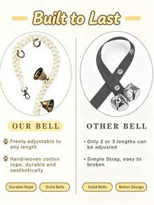 Dog Toilet Training Bell Rope, Hanging Bell With Copper Bell, Anti-Bite Braided Rope, Suitable For Puppy Toilet Training, Doorbell Training For Going Out, Pet Supplies - Multicolor - View 12