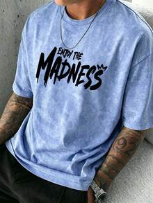 Men's Summer Fashion Mischievous Bear & Snowflake Print Crew Neck Short Sleeve T-Shirt - Baby Blue - View 2