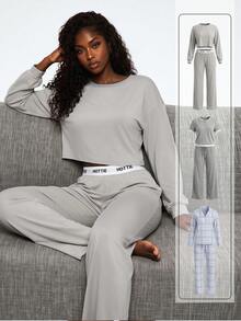Rest Era Women's Pajama Sets And Lingerie Sets. Available In Black, Gray, Stripes, Plaid, And Gray-And-White Color-Block Styles. - Multicolor - View 20