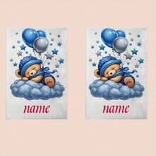 2Pcs, Cartoon Style Teddy Bear Pattern Anime Towel, Striped Design, Bathroom Towel, Absorbent QuickDry Towel, Nordic Minimalist Style Towel, Suitable For Anniversaries, Travel, Parties, Gifts, Thanksgiving, Christmas, New Year, Halloween - Multicolor - View 3