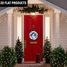 Classic Christmas Wooden Hanging Decor Blue Santa Claus Snowflake Flower Cave Pattern Wooden Home Hanging - A - View 6