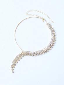 Fashion Rhinestone Circle Choker Necklace, Beach Party Banquet Jewelry, Bridal Wedding Jewelry Gift Necklace - Gold - View 4