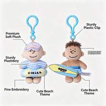 Miniso 1個 Franklin/Charlie Brown 海洋主題系列毛絨吊飾，柔軟材質，適合裝飾背包與鑰匙圈 - 彩色 - 查看 1