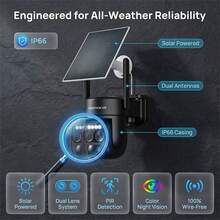 szsinocam 1pc Black 2K Dual Lens Solar Powered PTZ Outdoor Camera, 2.4G WiFi, 6000mAh Battery, Dual View Monitoring, Rotatable, Two-Way Audio, PIR Motion Alert, Full Color Night Vision, IP66 Wireless Camera - Black - View 5