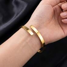 18K Gold Twisted Rope Open Adjustable Bracelet, Minimalist Style Unisex, Jewelry Gift - Gold 2 - View 2