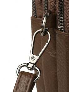 Minimalist Solid Color PU Leather Crossbody Small Bag, Multi-Compartment Zipper Square Bag, Versatile Daily Commute Shoulder Bag - Multicolor - View 10