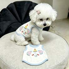 1PC Cute Pet Tank Top Soft Breathable Dog/Cat Cartoon 3D Elephant Ear Sleeveless T-Shirt Suitable For Spring And Summer Teddy Poodle And Other Small And Medium Sized Pet Clothes - White - View 2
