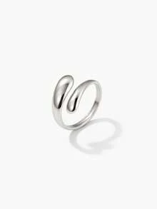 Vandermere 1pc 18K Gold Plated Stainless Steel Adjustable Open Ring, Teardrop Colorblock Design, Elegant Jewelry Gift, Bohemian Style - Water Drop - View 8