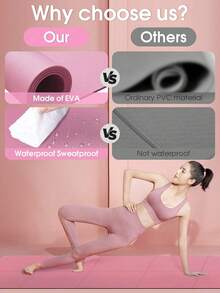 1 buah Matras Yoga Lipat EVA 3mm, Anti Selip, Portabel, Ringan, Peredam Guncangan, Cocok untuk Perjalanan, Olahraga di Rumah, Pilates, Berkemah di Luar Ruangan, Latihan Kebugaran - Berwarna merah muda - View 9