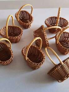 1/2pcs Mini Woven Basket, Vintage Material, Decorative Storage, With Handle, Versatile Style, Suitable For Wedding Supplies, Home Decor And More, Can Be Used As Ornament And Decorative Item. Durable Gift, Suitable For Single/Couple, Birthday Party, Wedding Gift, Housewarming Party, Graduation Ceremony, Decorative Props And Other Uses - Multi-color - View 11