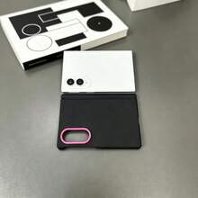 Luxury Matte Anti-Fall Shell With Contrasting Color Lens Frame Design Phone Case Compatible With Samsung ZFold 8 Wide Back Cover - Black Rose Red - View 5