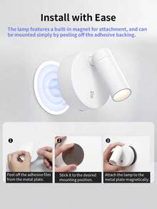 1pc Rechargeable Touch Dimmable Spotlight, Wireless Magnetic LED Wall Light, No-Drill Night Light, 3-Color Dimmable, Stepless Brightness Adjustment, Suitable For Bedroom, Bedside Companion Light, Living Room, Room Decoration, Home Decor Lighting - Multicolor - View 7