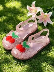 HAHABOBO New Girls' Pink Jelly Cherry Decor Sandals, Adjustable Buckle Versatile Vacation Kids Shoes - Pink - View 4