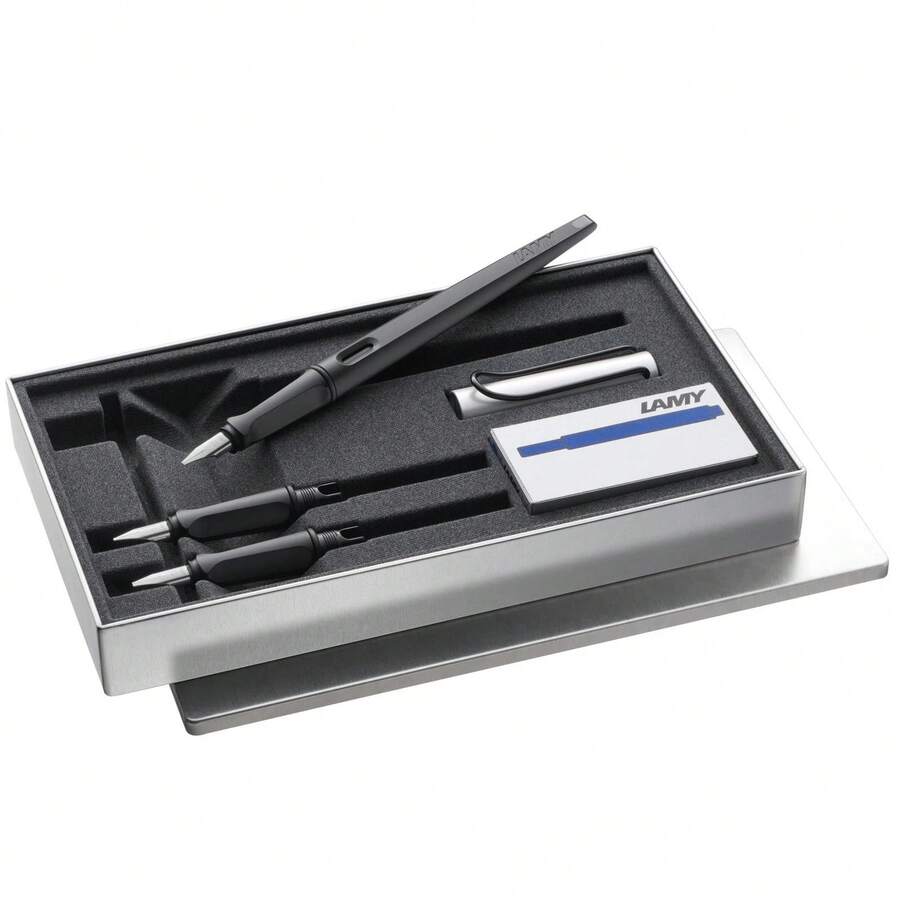 LAMY joy AL black calligraphy fine writing fountain pen set with 3 nibs and cartridges- - A - Übersicht 1
