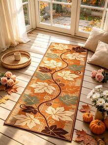 1pc Autumn Maple Leaf Pastoral Style Home Decor Rug, Orange Brown Beige Green, Long Strip Rug, Suitable For Hallway Entryway Corridor Stairs Living Room, Decorative Rug, Bedroom Decor, Small Rug, Rug, Home Decor, Living Room Rug - Multicolor - View 2