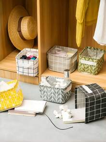 1pc Christmas Mini Underwear Storage Box, Linen Fabric Storage Box, Desktop Organizer, Cosmetic Storage Basket, Underwear Storage Basket, Autumn/Winter Fabric Storage Box, Multi-Functional And Practical, Suitable For Year-End Gifts, Halloween Costumes, Socks And Wardrobe Storage, Foldable - Multicolor - View 8