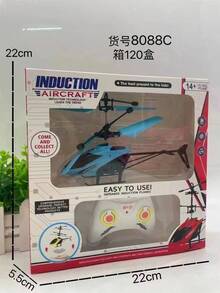 Blue Remote Control Helicopter With Infrared Induction, Easy To Use, Kids' Toy, Gift In Box - Blue - View 7