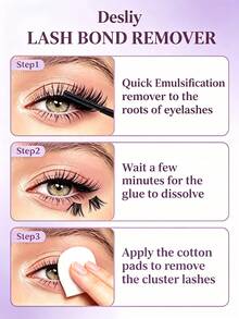 Desliy Eyelash Glue Remover 5/4/3/2/1pcs, Cairan Penghapus Lem Bulu Mata Berbasis Minyak yang Lembut dan Cepat Larut, Cocok untuk Pemula Ekstensi Bulu Mata DIY, Cocok untuk Semua Jenis Kulit, Kemasan Kotak Kertas Hadiah, Cocok untuk Diberikan kepada Teman - Lilac Purple - View 3