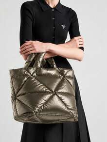 Tas Tote Bahu Wanita, Motif Quilted Berlian, Kain Nilon, Tali Lebar & Bukaan Atas, Kapasitas Besar, Minimalis untuk Kerja, Perjalanan, Belanja, Musim Gugur/Dingin - MultiWarna - View 9