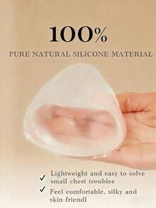 2pcs Heart-Shaped Silicone Bra Pads - Nude And Transparent, Perfect For Swimwear - Super Cute - View 6