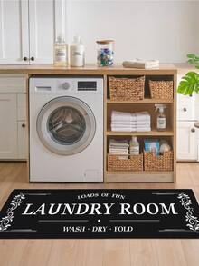 DAJIANG 1pc Modern Laundry Room Mat, Soft Striped Rug, Entryway Carpet, Kitchen Mat, Machine Washable, Anti-Dust Letter Carpet, Home Decor, Holiday Room Decoration - Multicolor - View 8