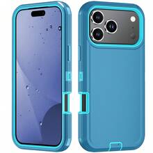 Military-Grade 3-In-1 Shockproof Phone Case, Heavy Duty Anti-Fall Anti-Slip Multi-Layer Protective Waterproof Scratch-Resistant Durable Full Body Protective Phone Case, Universal, Practical Phone Accessory Gift For Spring Festival - Lake Blue - View 136