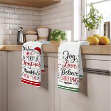 2PCS Kitchen Towels Minimalist Christmas Blessing Print 40*60cm Simple Style Rectangular Microfiber Kitchen Towels, Dish Cloths, Tablecloths, Hand Towels, Bathroom Kitchen Decor, Christmas Home Decor, Neighbor Housewarming Gift, Perfect For Kitchen And Bathroom Use, Suitable For Housewives And Family Gatherings Gift, High Cost-Performance, Household Essential - White - View 10