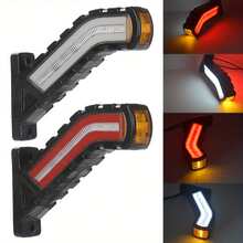 GLANBERT 2pcs Truck Waist Lights LED Flowing 3-Color Trailer Lights 12V/24V Flowing Light T-Shaped Water Ripple Waist Light LED Light Arm Guide Waist Light Engineering Vehicle Truck Double-Sided Side Lights - Truck Side Marker Lights - View 12