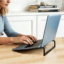 Foldable Laptop Stand With Open Frame Design, Anti Slip Feet, Portable Collapsible Structure, Heat Dissipation Space Saving Desk Organizer Rack Notebook Computer, Office Storage Holder For Work Study Room Decor - Multicolor - View 5