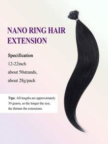 Nano Ring Hair Extensions, Natural Black, 12-22 Inches, Silky Straight Remy Human Hair, Micro Nano Ring Bead Hair Extensions For Women - Multicolor - View 3