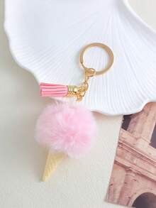 New Ice Cream Decor Bag Charm Women's Autumn/Winter Pom Pom Keychain Pendant Phone Charm Women's Keychain - Multicolor - View 15