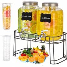 TAIMASI 1 Gallon Drink Dispensers, 2 Pack Glass Beverage Dispenser With Stand & Stainless Steel Spigot For Parties, Lemonade Dispenser For Sun Tea, Picnic - 1 Gallon (4L) - View 2